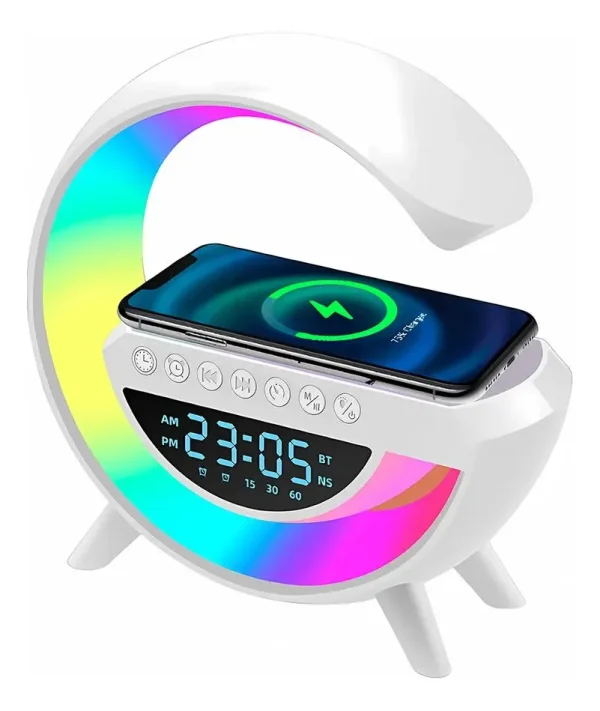 D_NQ_NP_2X_646507-MCO79595948087_092024-F Parlante Lámpara G Cargador Inalámbrico Reloj Bluetooth Blanco