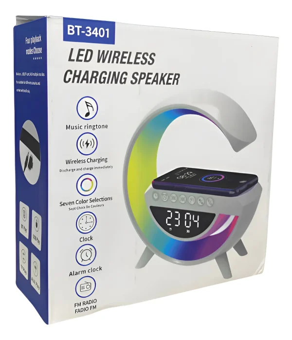 D_NQ_NP_2X_747074-MCO93059205804_092025-F Parlante Lámpara G Cargador Inalámbrico Reloj Bluetooth Blanco