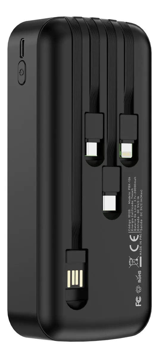 D_NQ_NP_2X_618651-MLA86534702386_062025-F Powerbank Multipuertos 20000mah Bateria Portatil 4 Salidas Color Negro