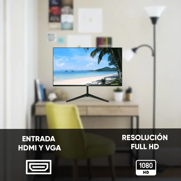 Monitor 27" LED Full HD Dahua DHI-LM27 Plano Videovigilancia Color Negro