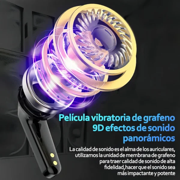 Audífonos Inalámbricos Pantalla Led Cancelación Ruido V 5.4 Negro