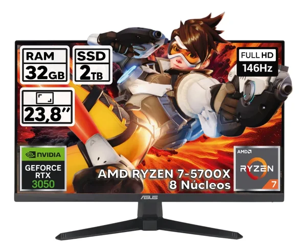 Pc Gamer Ryzen 7 5700x Tuf Asus - 2 Tb - 32 Gb - Geforce Rtx 3050
