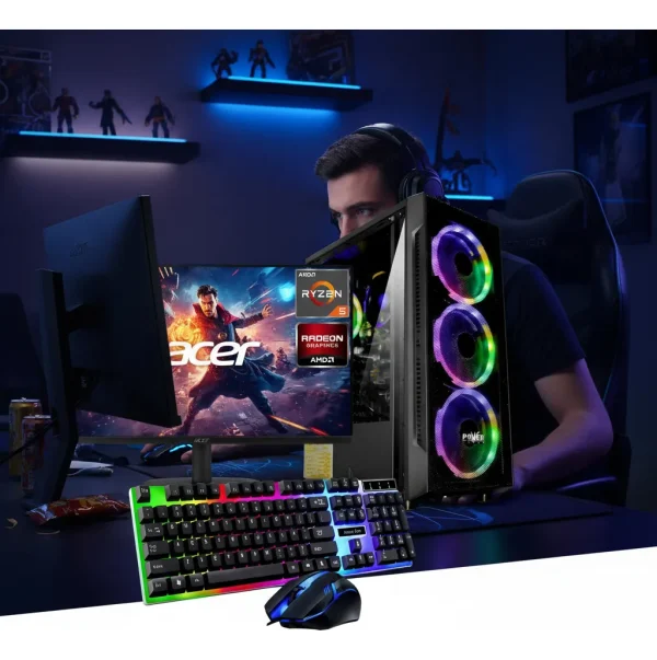 Pc Gamer Rgb Ryzen 5 5600g + 16gb + Ssd 512gb + Monitor 22 - 16 Gb