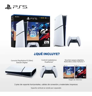 Consola Ps5 Digital Con 2 Juegos Voucher (gt7 & Astro Bot) Blanco