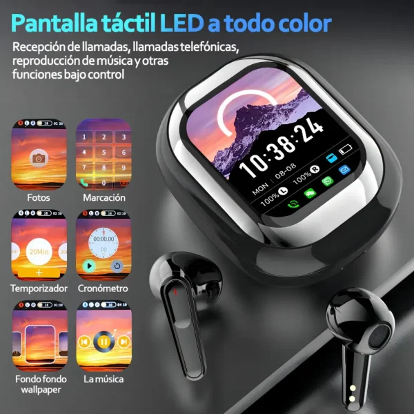 Audífonos Inalámbricos Pantalla Led Cancelación Ruido V 5.4 Negro